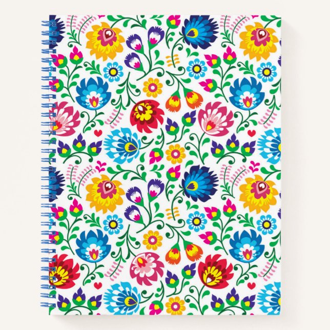 Carnet Motif à fleurs d'art populaire 2 (Devant)