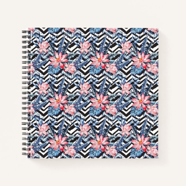 Carnet Motif à fleurs de Lotus tropicaux (Devant)