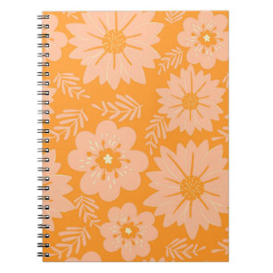 Carnet Motif à fleurs orange Fuzz Vintage rétro