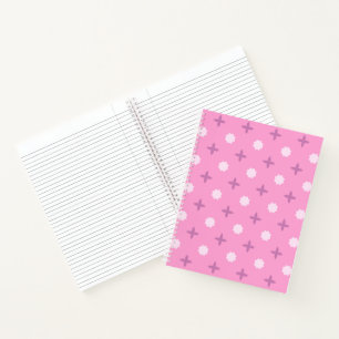 Carnet Motif à pois et pétales d'étoile rose