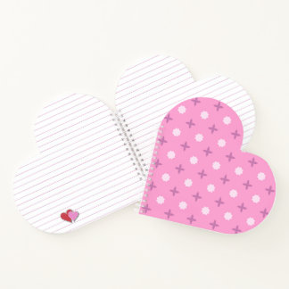 Carnet Motif à pois et pétales d'étoile rose