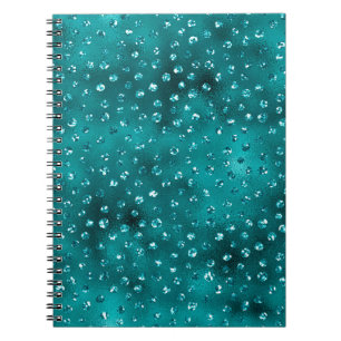 Carnet Motif à pois pailletés ombrés sarcelle Glam