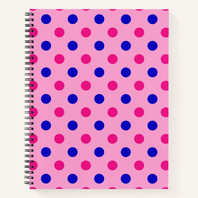 Carnet Motif à pois rose bleu rose (Devant)
