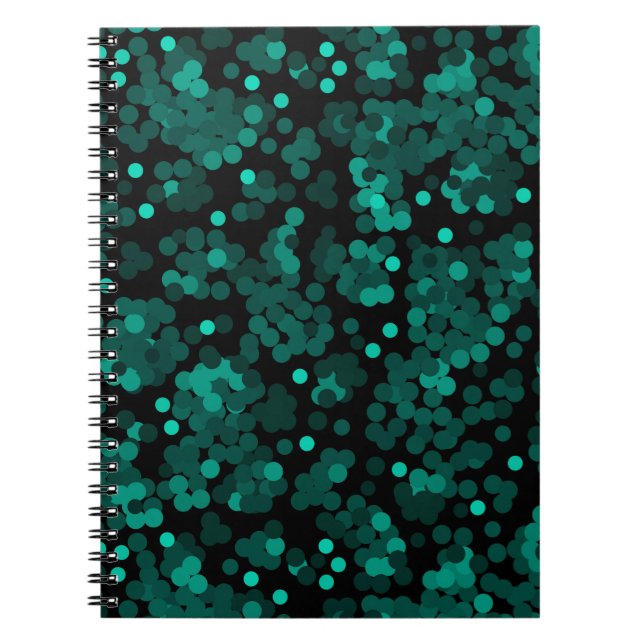 Carnet Motif à pois vert turquoise sur noir (Devant)