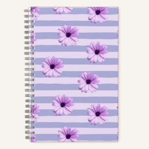 Carnet Motif à rayures pastel avec des marguerites