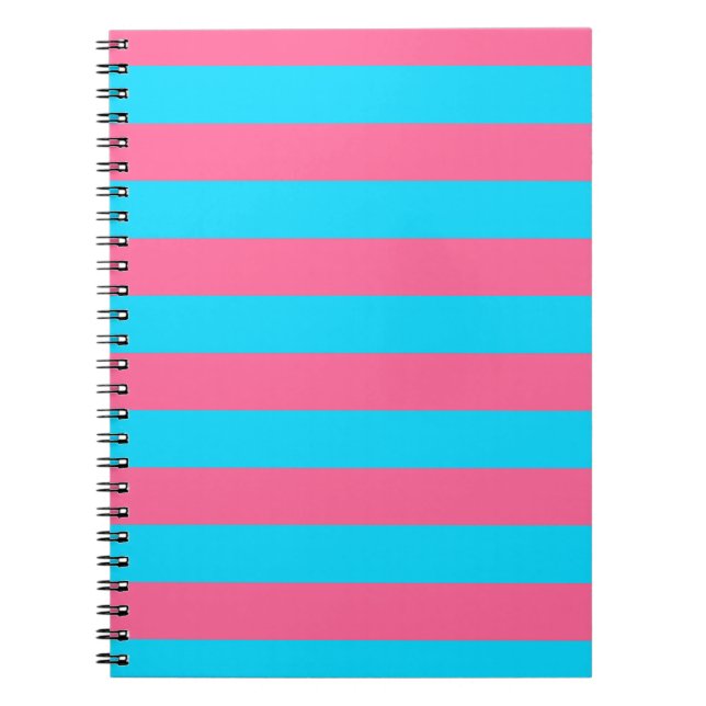 Carnet Motif à rayures roses et bleues  (Devant)