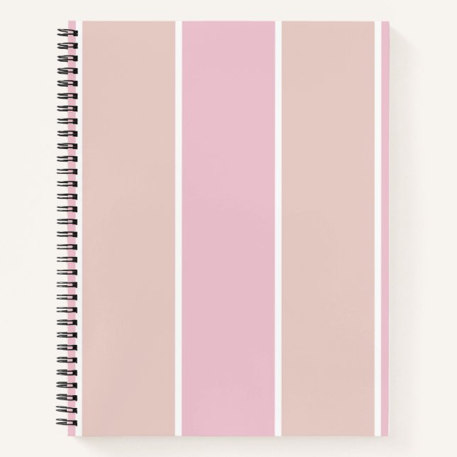 Carnet Motif à rayures verticales rose et beige doux (Devant)