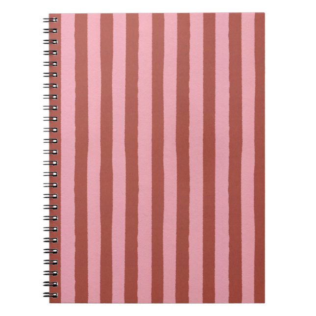Carnet Motif à rayures verticales rose moderne et terraco (Devant)
