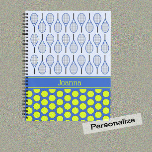 Carnet Motif à thème de tennis nom personnalisé
