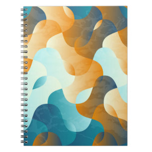 Carnet motif à vague vintage, bleu et marron.