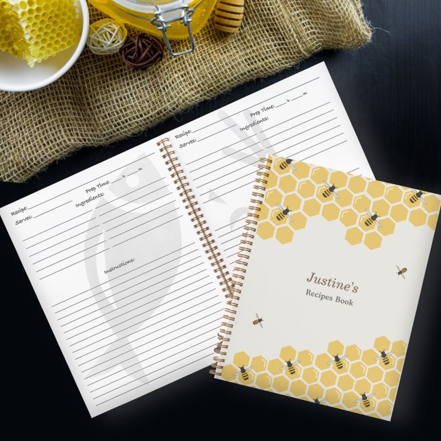 Carnet Motif abeilles et peigne de miel (Bee and Honeycomb Notebook)