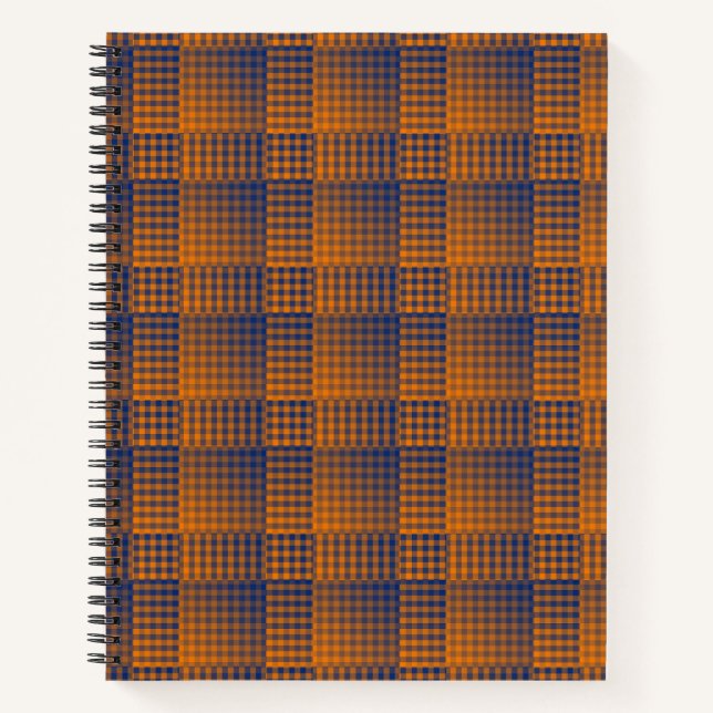 Carnet Motif Abstrait à Damier Orange Violet (Devant)