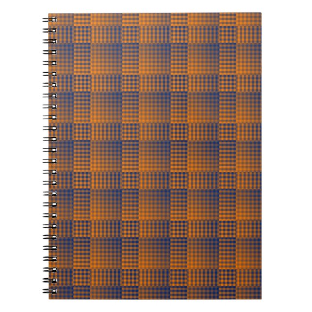 Carnet Motif Abstrait à Damier Orange Violet (Devant)
