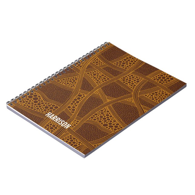 Carnet Motif Abstrait Brown et beige personnalisé (Côté gauche)