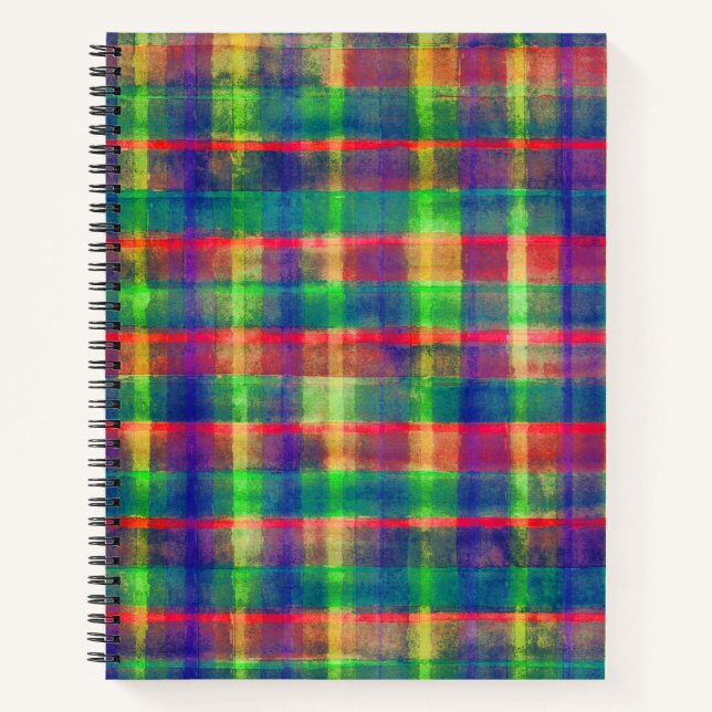 Carnet Motif Abstrait couleur aquarelle plaid (Devant)