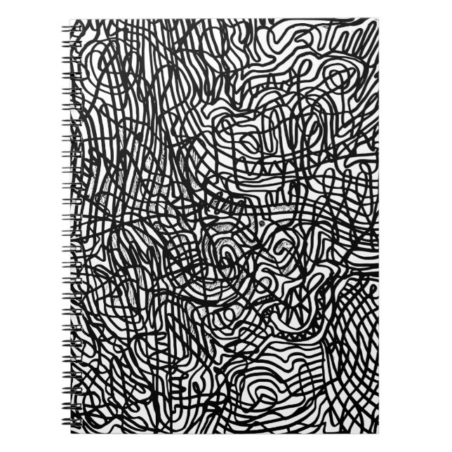 Carnet Motif Abstrait de lignes noir et blanc (Devant)