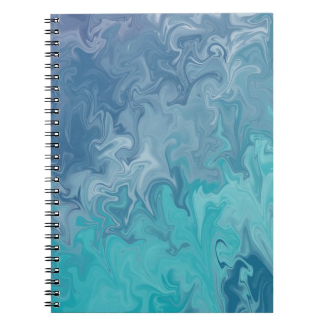Carnet Motif Abstrait de Marbre Liquide Bleu (Devant)