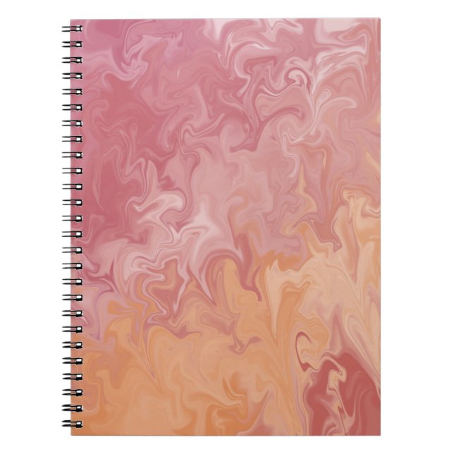 Carnet Motif Abstrait de Marbre Liquide Orange (Devant)
