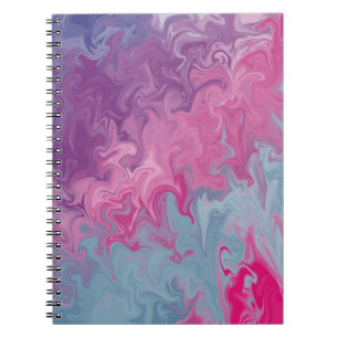 Carnet Motif Abstrait de Marbre Liquide Rose et Sarcelle