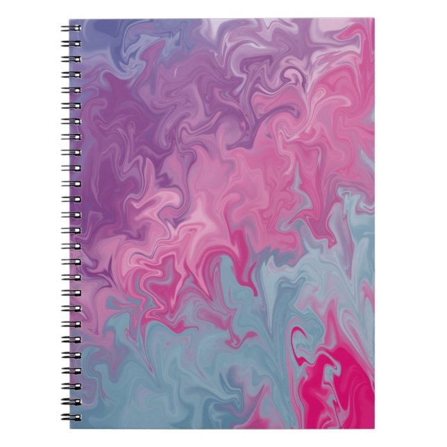 Carnet Motif Abstrait de Marbre Liquide Rose et Sarcelle (Devant)