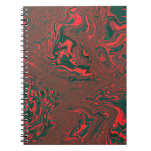 Carnet Motif Abstrait de Marbre Liquide Rouge