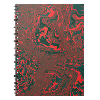 Carnet Motif Abstrait de Marbre Liquide Rouge