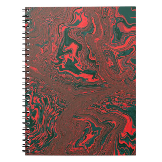 Carnet Motif Abstrait de Marbre Liquide Rouge (Devant)
