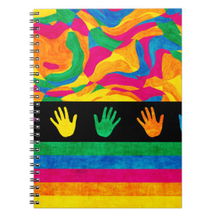 Carnet Motif Abstrait d'Empreintes de Main Colorées