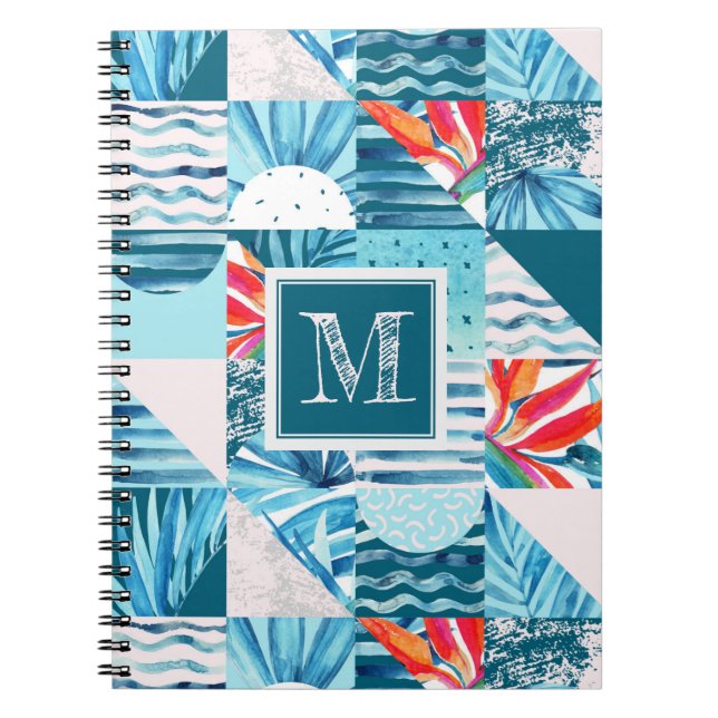 Carnet Motif abstrait géométrique turquoise tropical (Devant)