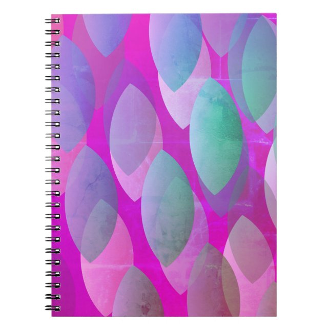 Carnet Motif Abstrait moderne | Magenta Purple Rose Turqu (Devant)