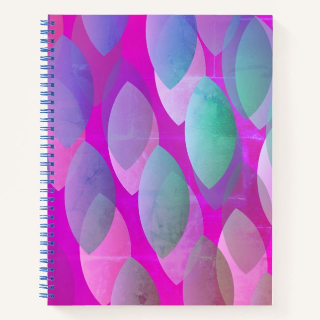 Carnet Motif Abstrait moderne | Magenta Purple Rose Turqu (Devant)