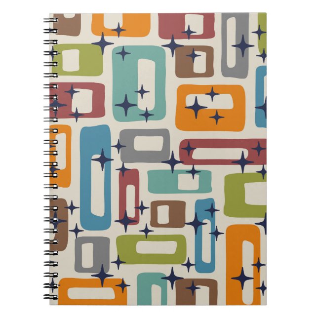 Carnet Motif Abstrait moderne rétro du milieu du siècle (Devant)