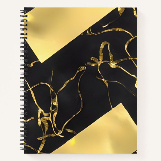 Carnet Motif Abstrait noir et or (Devant)