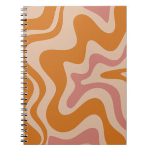 Carnet Motif Abstrait Orange Rose rétro