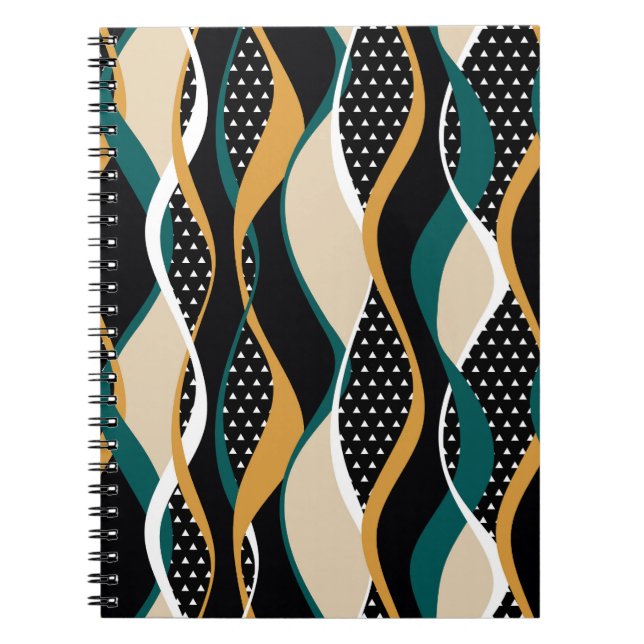 Carnet motif Abstrait rayé, coloré ondulé. (Devant)