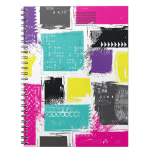 Carnet Motif Abstrait rétro-Carré Neon