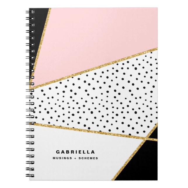 Carnet Motif Abstrait rose et noir chic (Devant)