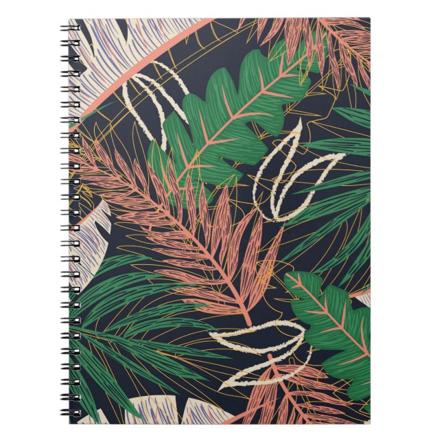 Carnet motif Abstrait sans faille avec feuilles tropicaux (Devant)