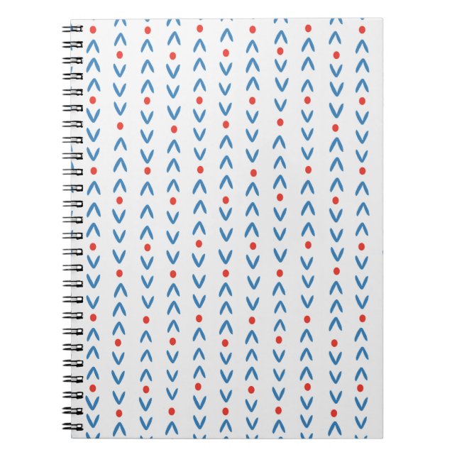 Carnet Motif Abstrait sans soudure en bleu et rouge sur c (Devant)