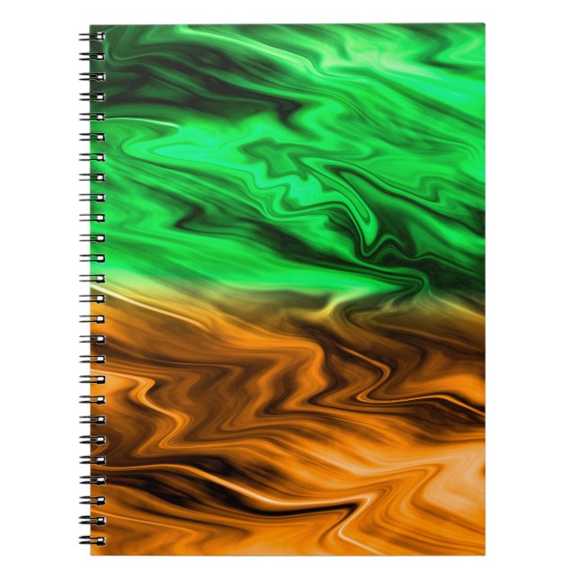 Carnet motif Abstrait tacheté en vert orange (Devant)