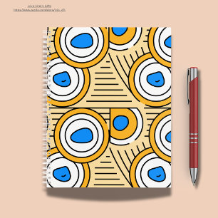 Carnet Motif abstrait tibétain fond terreux Bleu