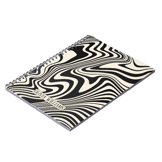 Carnet Motif Abstrait Tourbillon Noir Rétro (Côté gauche)