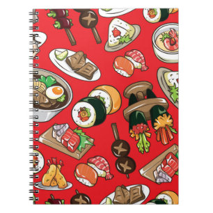Carnet motif alimentaire japonais transparent
