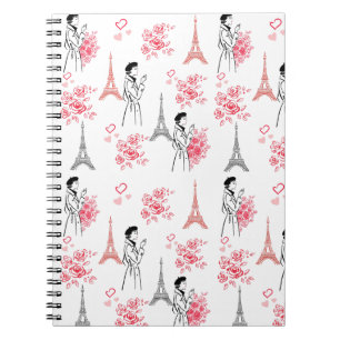 Carnet Motif Amour de Paris – Tour Eiffel & Roses Sans Co