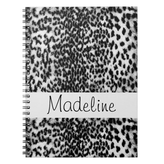 Carnet Motif animal, noir, blanc, monogramme (Devant)