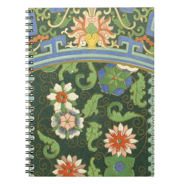 Carnet Motif antique cloisonné chinois : Vert Jade (Devant)