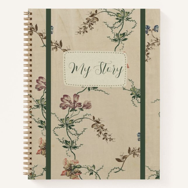 Carnet Motif Antique Floral Élégant (Devant)