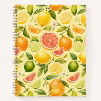 Carnet Motif aquarelle de fruits de citron