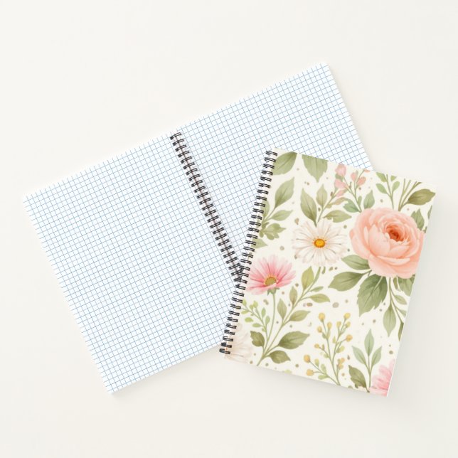 Carnet Motif aquarelle florale douce   (Intérieur)