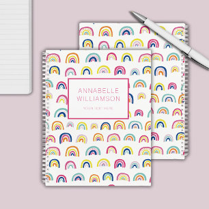 Carnet Motif arc-en-ciel mignon nom personnalisé